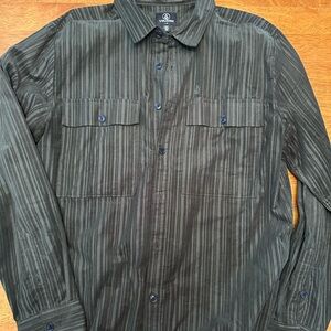 Volcom Olive Green Ribbed Button-Up Shirt